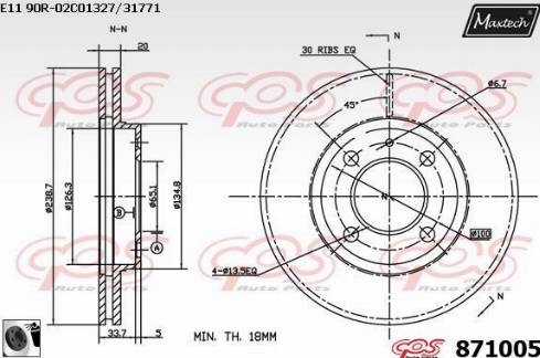 Maxtech 871005.0060 - Тормозной диск autospares.lv