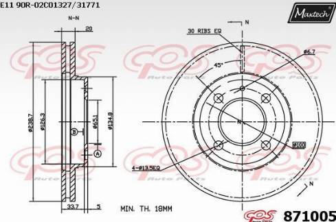 Maxtech 871005.0000 - Тормозной диск autospares.lv