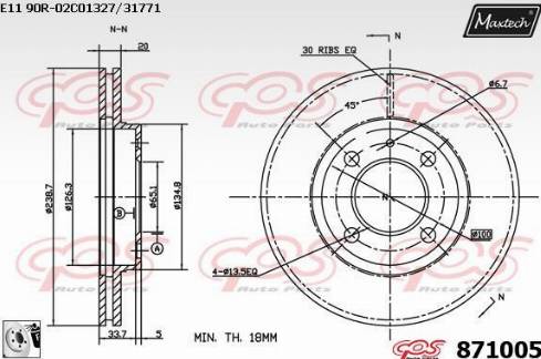 Maxtech 871005.0080 - Тормозной диск autospares.lv