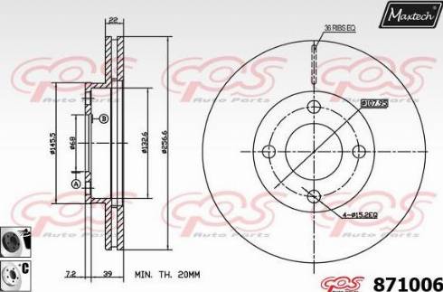 Maxtech 871006.6060 - Тормозной диск autospares.lv