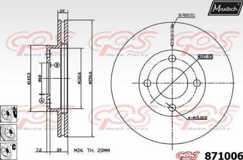 Maxtech 871006.6880 - Тормозной диск autospares.lv