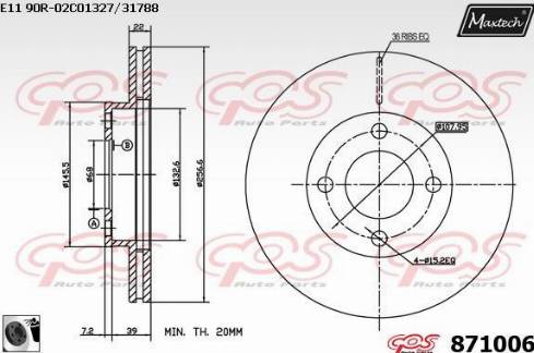 Maxtech 871006.0060 - Тормозной диск autospares.lv