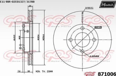 Maxtech 871006.0000 - Тормозной диск autospares.lv