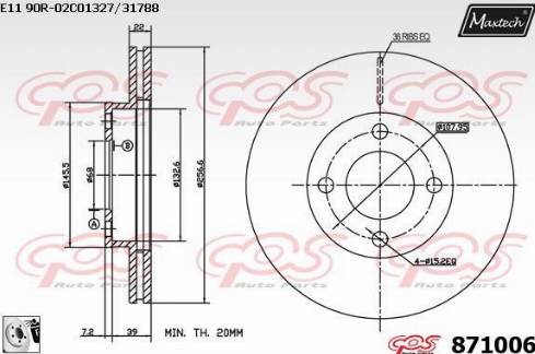 Maxtech 871006.0080 - Тормозной диск autospares.lv