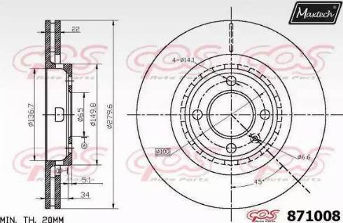 Maxtech 871008.0000 - Тормозной диск autospares.lv