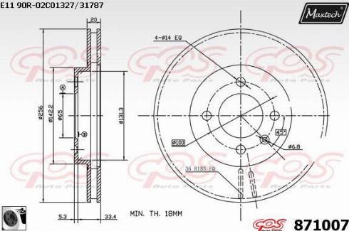 Maxtech 871007.0060 - Тормозной диск autospares.lv