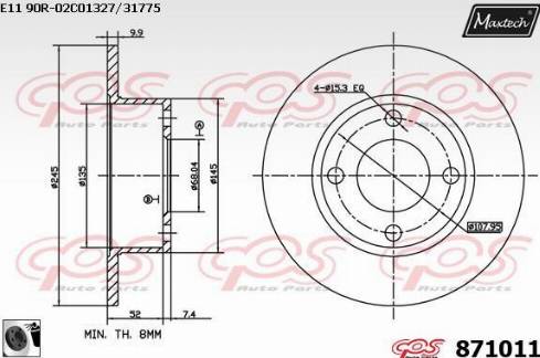 Maxtech 871011.0060 - Тормозной диск autospares.lv