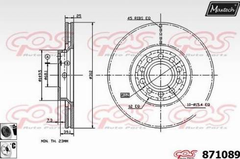 Maxtech 871089.6060 - Тормозной диск autospares.lv