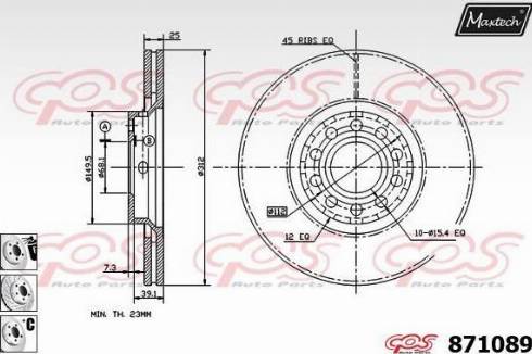 Maxtech 871089.6880 - Тормозной диск autospares.lv