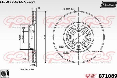 Maxtech 871089.0060 - Тормозной диск autospares.lv