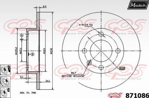 Maxtech 871086.6980 - Тормозной диск autospares.lv