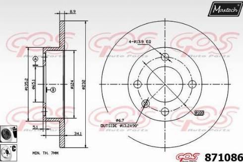 Maxtech 871086.6060 - Тормозной диск autospares.lv