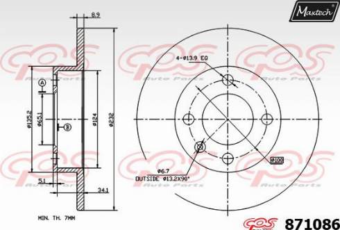 Maxtech 871086.0000 - Тормозной диск autospares.lv