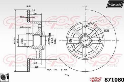 Maxtech 871080.0060 - Тормозной диск autospares.lv