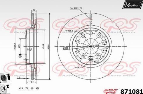 Maxtech 871081.6060 - Тормозной диск autospares.lv