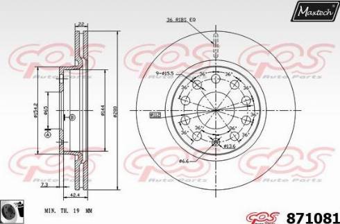 Maxtech 871081.0060 - Тормозной диск autospares.lv