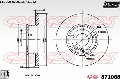 Maxtech 871088.0080 - Тормозной диск autospares.lv