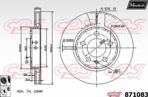 Maxtech 871083.6060 - Тормозной диск autospares.lv