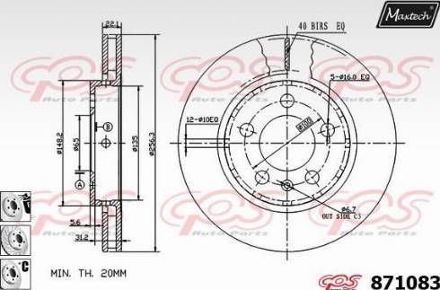 Maxtech 871083.6880 - Тормозной диск autospares.lv