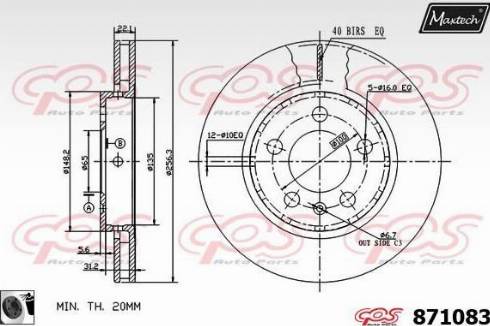 Maxtech 871083.0060 - Тормозной диск autospares.lv