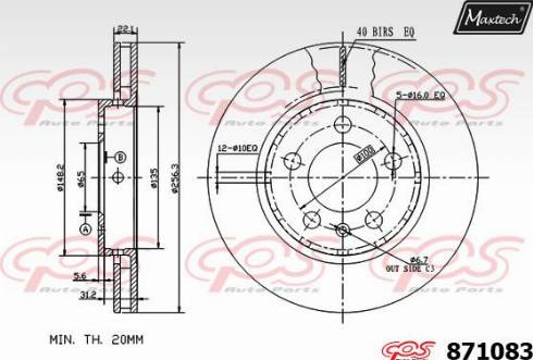 Maxtech 871083.0000 - Тормозной диск autospares.lv