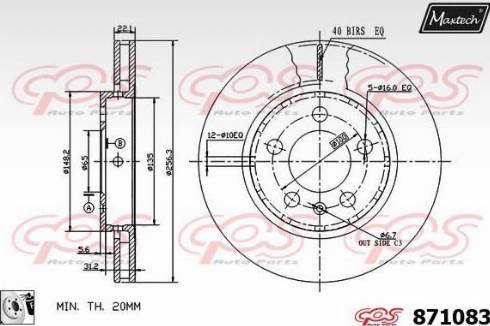 Maxtech 871083.0080 - Тормозной диск autospares.lv