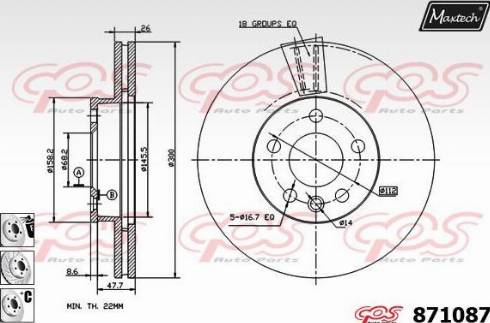 Maxtech 871087.6880 - Тормозной диск autospares.lv