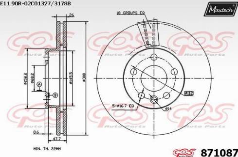 Maxtech 871087.0000 - Тормозной диск autospares.lv