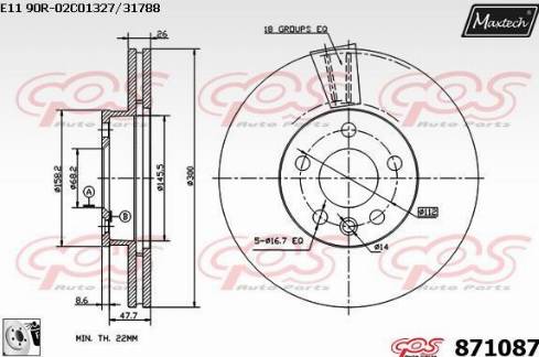 Maxtech 871087.0080 - Тормозной диск autospares.lv