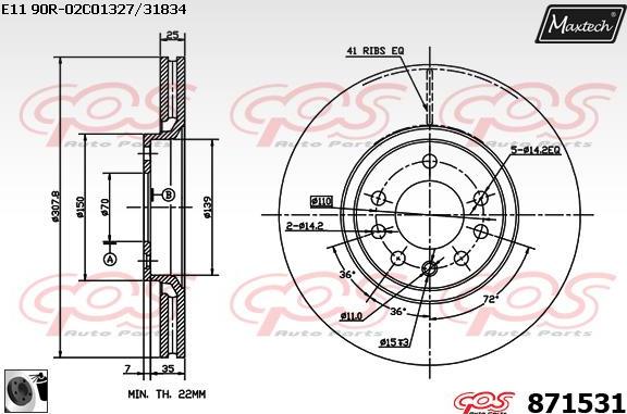 Maxtech 871087 - Тормозной диск autospares.lv