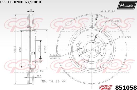 Maxtech 871039 - Тормозной диск autospares.lv