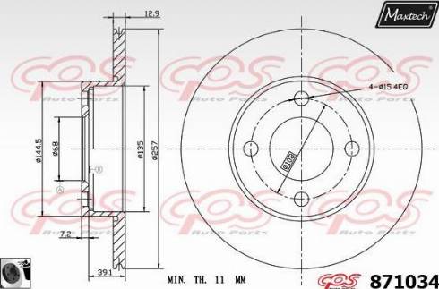 Maxtech 871034.0060 - Тормозной диск autospares.lv