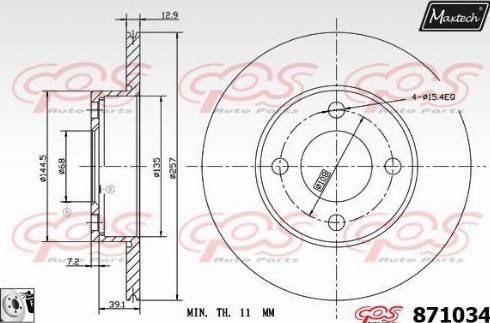 Maxtech 871034.0080 - Тормозной диск autospares.lv