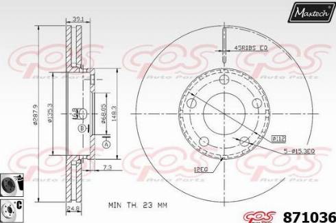 Maxtech 871036.6060 - Тормозной диск autospares.lv