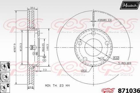 Maxtech 871036.6880 - Тормозной диск autospares.lv