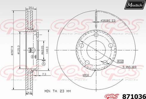 Maxtech 871036.0000 - Тормозной диск autospares.lv