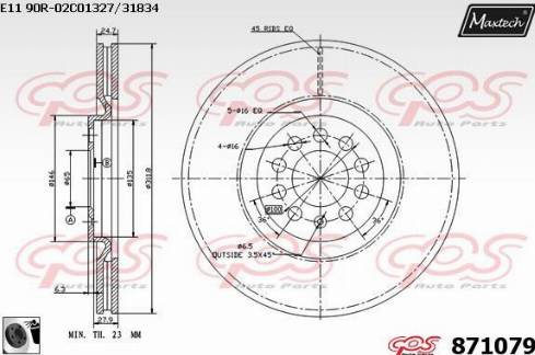 Maxtech 871079.0060 - Тормозной диск autospares.lv