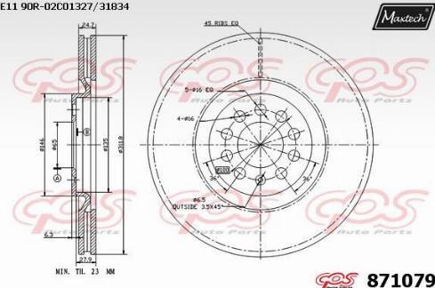 Maxtech 871079.0000 - Тормозной диск autospares.lv