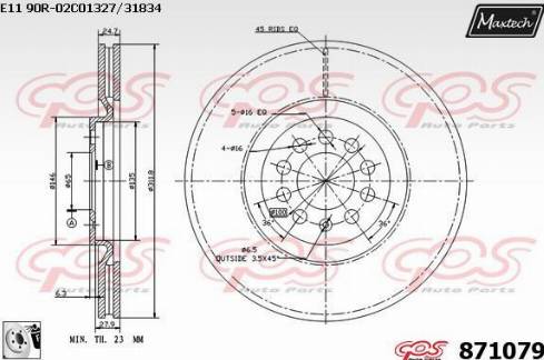 Maxtech 871079.0080 - Тормозной диск autospares.lv