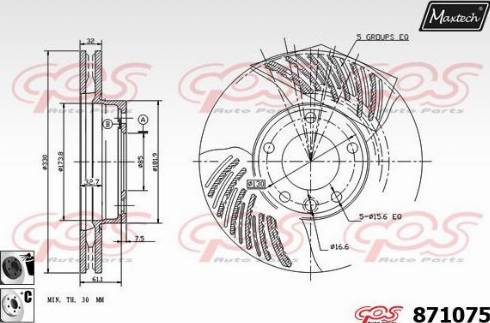 Maxtech 871075.6060 - Тормозной диск autospares.lv