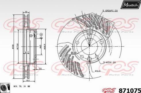 Maxtech 871075.0060 - Тормозной диск autospares.lv