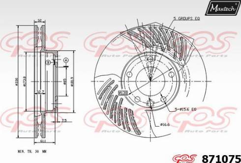 Maxtech 871075.0000 - Тормозной диск autospares.lv