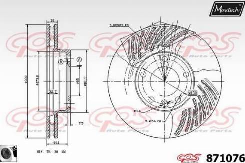 Maxtech 871076.0060 - Тормозной диск autospares.lv