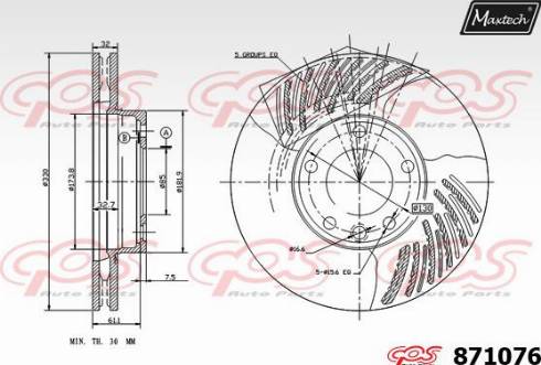 Maxtech 871076.0000 - Тормозной диск autospares.lv