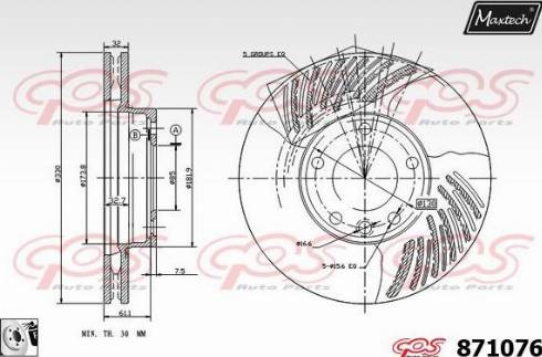 Maxtech 871076.0080 - Тормозной диск autospares.lv