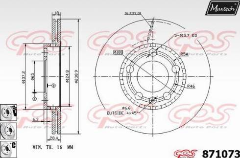 Maxtech 871073.6980 - Тормозной диск autospares.lv