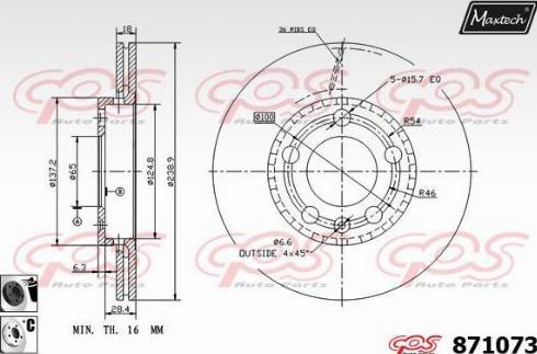 Maxtech 871073.6060 - Тормозной диск autospares.lv