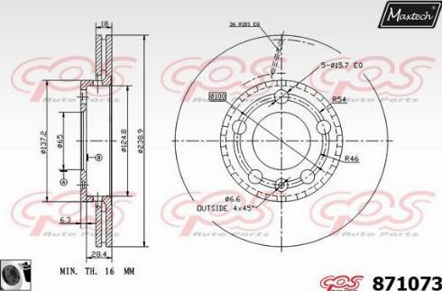 Maxtech 871073.0060 - Тормозной диск autospares.lv