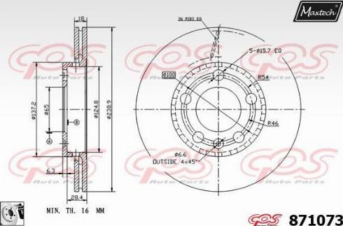 Maxtech 871073.0080 - Тормозной диск autospares.lv