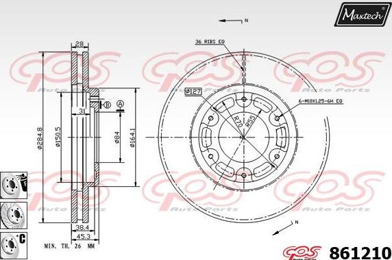 Maxtech 871073 - Тормозной диск autospares.lv